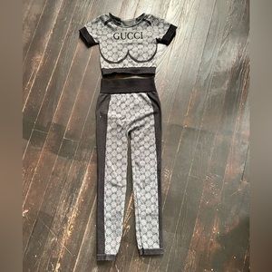 Size small Gucci athletic wear gray and black set